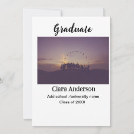 QR wit zwart fotoklassiek afstuderen aankondiging