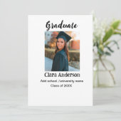 QR wit zwart fotoklassiek afstuderen aankondiging (Staand voorkant)