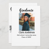 QR wit zwart fotoklassiek afstuderen aankondiging (Voorkant / Achterkant)