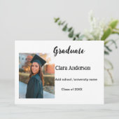 QR witte zwarte foto klassieke been afstudeerfeest Kaart (Staand voorkant)