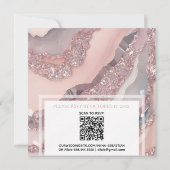 *~* QR Zilver ROZE ROOSKWARTS AR66 RSVP Trouwfees Kaart (Achterkant)