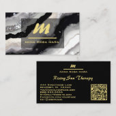 *~* QR Zwart AP66 Wit Gouden Glitter Monogram Visitekaartje (Voorkant / Achterkant)