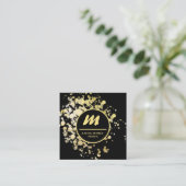 *~* QR Zwart Goud Glitter Dramatisch Elegant AP65 Vierkante Visitekaartje (Staand voorkant)