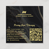 *~* QR Zwart Goud Glitter Dramatisch Monogram AP66 Vierkante Visitekaartje (Achterkant)