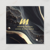 *~* QR Zwart Goud Glitter Dramatisch Monogram AP66 Vierkante Visitekaartje (Voorkant)