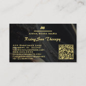 *~* QR Zwart Goud Marmeren Initiaal Monogram AP66 Visitekaartje (Achterkant)
