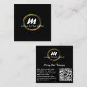 *~* QR Zwart Goud Wit Dramatisch Elegant AP65 Vierkante Visitekaartje (Voorkant / Achterkant)