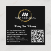*~* QR Zwart Goud Wit Dramatisch Elegant AP65 Vierkante Visitekaartje (Achterkant)