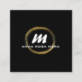 *~* QR Zwart Goud Wit Dramatisch Elegant AP65 Vierkante Visitekaartje (Voorkant)