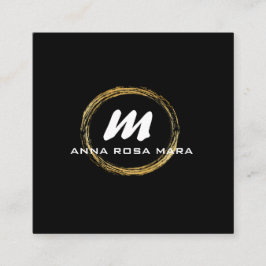 *~* QR Zwart Goud Wit Dramatisch Elegant AP65 Vierkante Visitekaartje