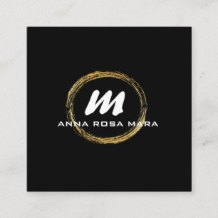 *~* QR Zwart Goud Wit Dramatisch Elegant AP65 Vierkante Visitekaartje