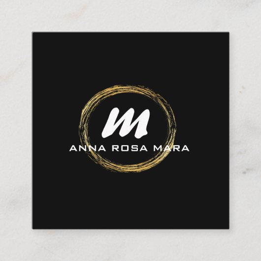 *~* QR Zwart Goud Wit Dramatisch Elegant AP65 Vierkante Visitekaartje (Voorkant)