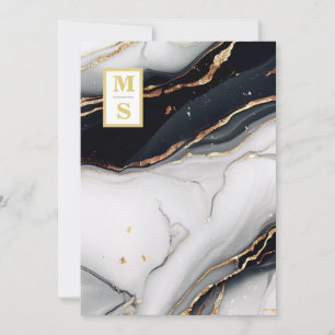 *~ QR ZWART WIT Marmeren Agaat AR66 RSVP Bruiloft Kaart