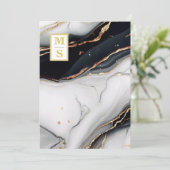 *~ QR ZWART WIT Marmeren Agaat AR66 RSVP Bruiloft Kaart (Staand voorkant)