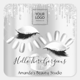 QRCoce Grijze druppels met knagelpunten voor Logo Vierkante Sticker