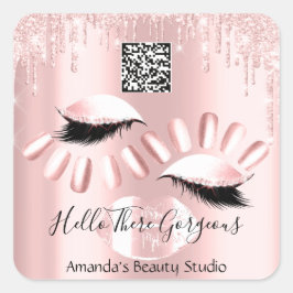 QRCoce Logo drijft kus lips niails Makeup Lab Vierkante Sticker