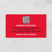 QRCODE 10%OFF Korting Online ShopEtsyRed Gold Visitekaartje (Achterkant)