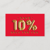 QRCODE 10%OFF Korting Online ShopEtsyRed Gold Visitekaartje (Voorkant)