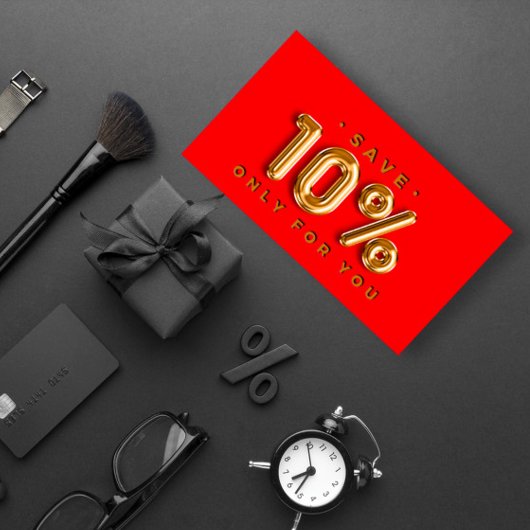 QRCODE 10%OFF Korting Online ShopEtsyRed Gold Visitekaartje