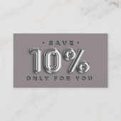 QRCODE 10%OFF Korting online Winkel zilver grijs Visitekaartje (Voorkant)