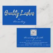 QRCode Blue Gold Quality Lashes Extension QRCode Visitekaartje (Voorkant / Achterkant)