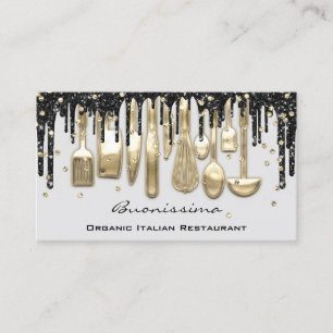 QRCode Chef Kitchen Drivers Logo Knife Gold Grey Visitekaartje
