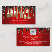 QRCode Chef Kitchen Drivers Logo Knife Rood Goud Visitekaartje (Voorkant / Achterkant)