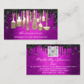 QRCode Chef Kitchen Drivers Logo Knife Roze Gold Visitekaartje (Voorkant / Achterkant)