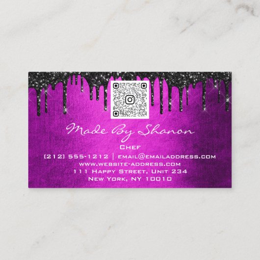 QRCode Chef Kitchen Drivers Logo Knife Roze Gold Visitekaartje (Achterkant)