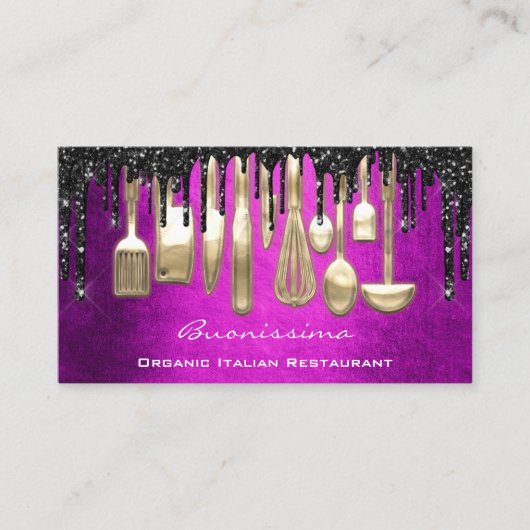 QRCode Chef Kitchen Drivers Logo Knife Roze Gold Visitekaartje (Voorkant)