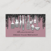 QRCode Chef Kitchen Drivers Logo Knife Silver Paar Visitekaartje (Voorkant)