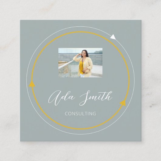 QRCode Logo Aangepast Lijst Aangepaste foto Blauw  Vierkante Visitekaartje (Voorkant)