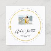 QRCode Logo Aangepast Lijst Aangepaste foto Geel W Vierkante Visitekaartje (Voorkant)