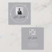 QRCode Logo Aangepaste Aangepaste Foto Cirkel grij Vierkante Visitekaartje (Voorkant / Achterkant)