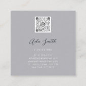 QRCode Logo Aangepaste Aangepaste Foto Cirkel grij Vierkante Visitekaartje (Achterkant)