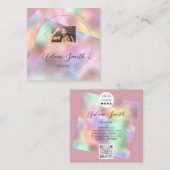 QRCode Logo Aangepaste Aangepaste Fotograaf Roos S Vierkante Visitekaartje (Voorkant / Achterkant)