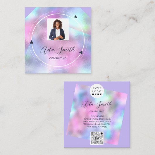 QRCode Logo Aangepaste Holografische Pijlen van de Vierkante Visitekaartje (Voorkant / Achterkant)