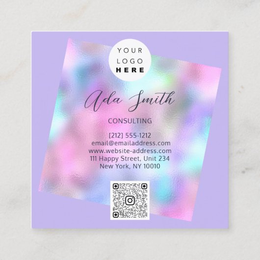 QRCode Logo Aangepaste Holografische Pijlen van de Vierkante Visitekaartje (Achterkant)