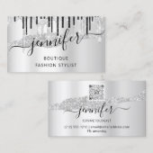 QRCode Logo Abstract Online Winkel Silver Grey Dri Visitekaartje (Voorkant / Achterkant)