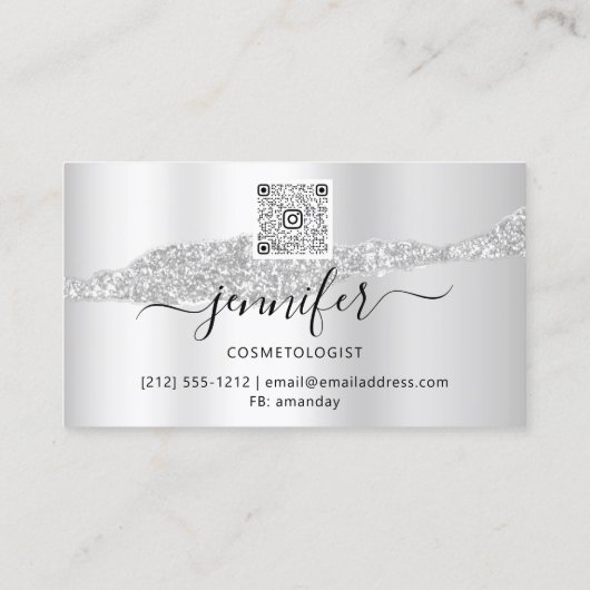 QRCode Logo Abstract Online Winkel Silver Grey Dri Visitekaartje (Achterkant)