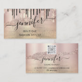 QRCode Logo Abstract Online winkelen Roos Gold Gru Visitekaartje (Voorkant / Achterkant)