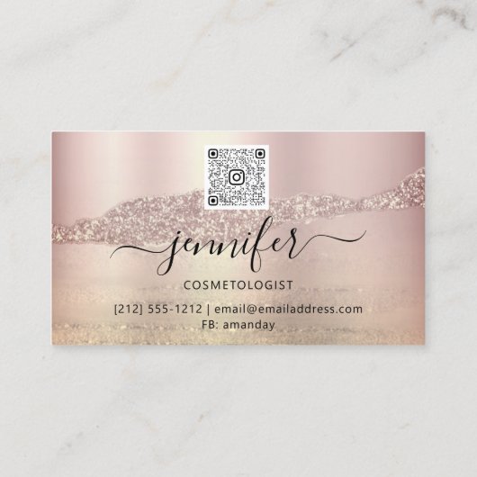 QRCode Logo Abstract Online winkelen Roos Gold Gru Visitekaartje (Achterkant)