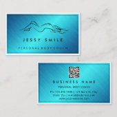 QRCODE-Logo-body Sculpting Massaged Metallic BLAUW Visitekaartje (Voorkant / Achterkant)