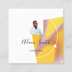 QRCode Logo Custom Foto Geel Wit Vierkante Visitekaartje