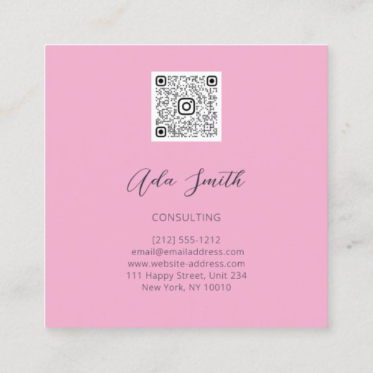 QRCode Logo Custom Foto Geometric Square B Vierkante Visitekaartje (Achterkant)