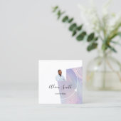 QRCode Logo Custom Foto Paarse Vierkante Visitekaartje (Staand voorkant)