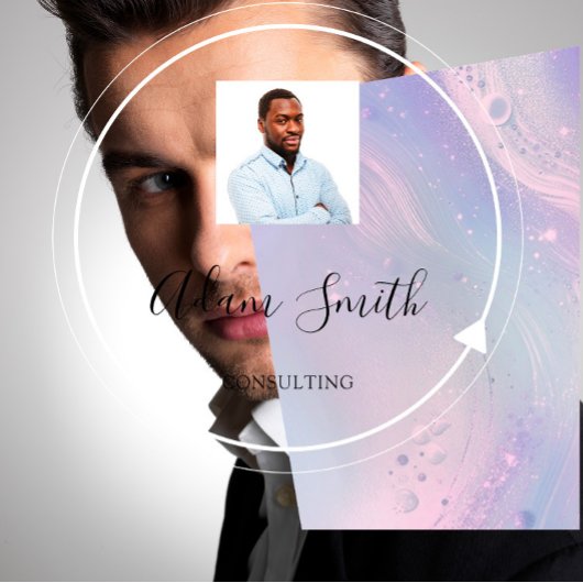 QRCode Logo Custom Foto Paarse Vierkante Visitekaartje