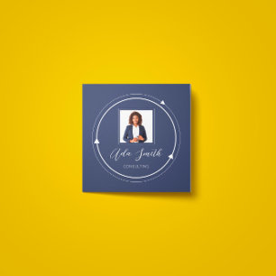 QRCode Logo Custom Photo Circle Blue Navy Vierkante Visitekaartje