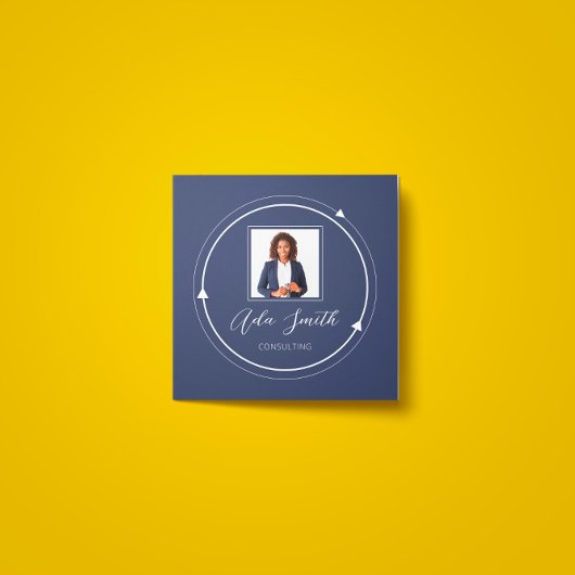 QRCode Logo Custom Photo Circle Blue Navy Vierkante Visitekaartje