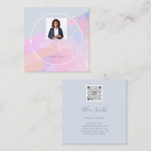 QRCode Logo Custom Photo Consulting Finance Vierkante Visitekaartje (Voorkant / Achterkant)